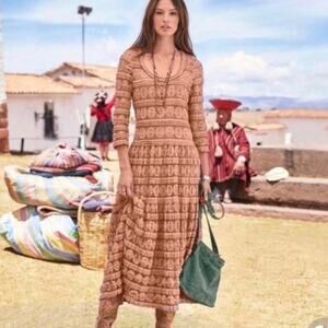 Sundance Willow Lace dress 3/4 sleeve midi dress size medium